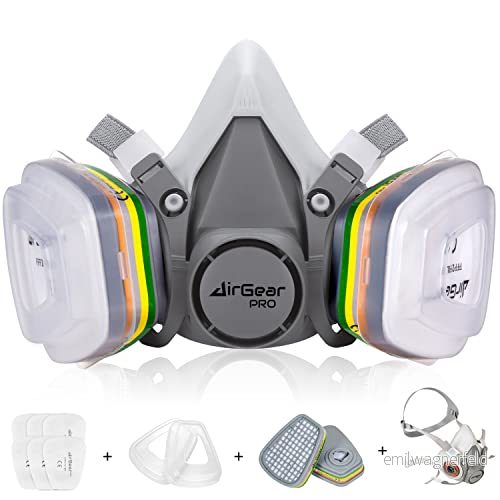 AirGearPro M 500 Andningsskyddsmask med filter ABEK1 P2, gasmask, dammfilter för målning, arbete, slipning, fint damm 3770020658167