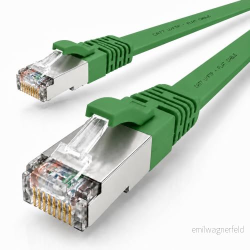 10m grön 1 stycke CAT.7 Gigabit Ethernet LAN platt bandkabel (RJ45) nätverkskabel rå kabel (10Gbit / s) installationskabel tunn kompatibel med Cat.5 Cat.5e Cat.6 4251073630397