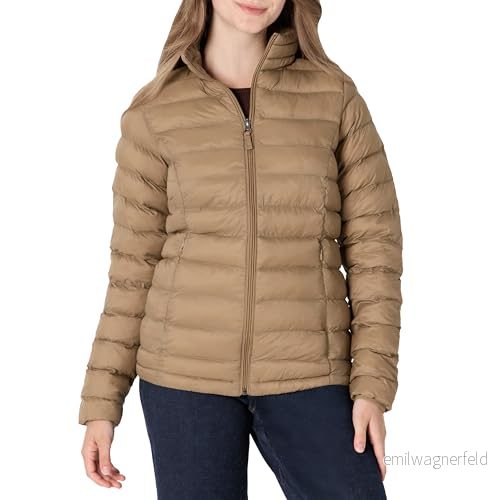 Amazon Essentials lättviktig långärmad vattentät packbar pufferjacka för kvinnor (finns i plusstorlek), kamel, X Large 195111123295