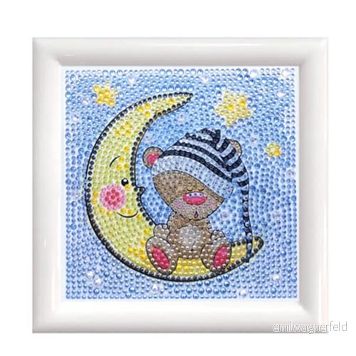 Pracht Creative hobby Diamond Painting set, bild med motiv måne teddy och tillbehör, pysselset för målning strass, barn från 5 år 4016490435860