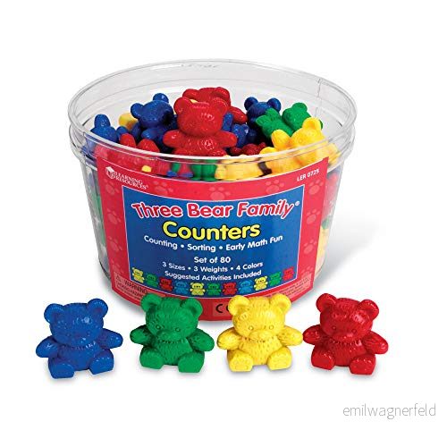 Learning Resources Three Bear Family Grundläggande Fyra Färg Counter 80 Stycken Uppsättning 858160437071