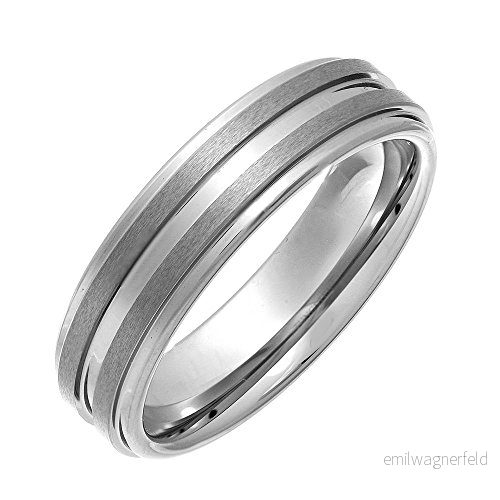 Theia nickelfri volfram högpolerad med 2 mattade ränder 6 mm vigselring för damer eller herrar e tungsten, O, colore: Metallisk, cod. TH4041/O 5051627072746