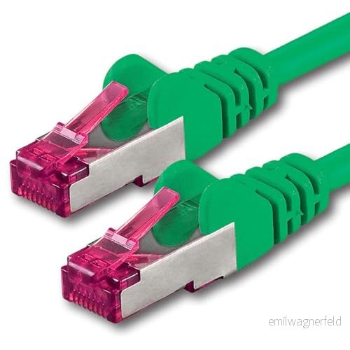 1aTTack.de 2 m grön 1 st. nätverkskabel Cat6a (10 Gb/s) S FTP CAT 6a Lankabel GHMT certifierad PIMF 500 MHz Cat5 Cat5e Cat6 Cat7 för switch, router, modem, Internet 4251073600727