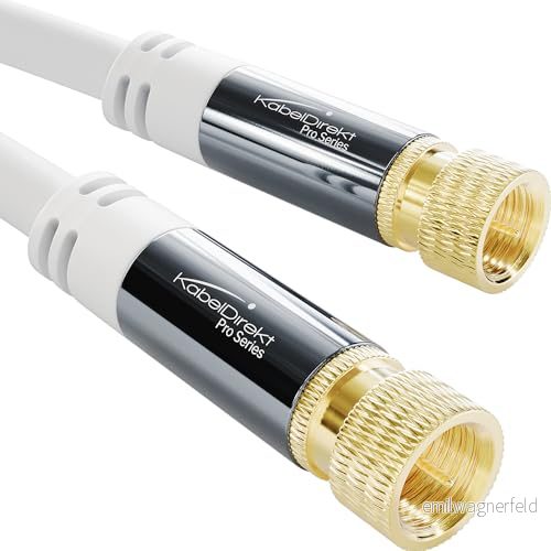 KabelDirekt SAT Antennkabel HDTV Satellitkabel & Koaxialkabel 15 m TV kabel/fernsehkabel med F kontakt, stöttålig metallkontakt och flera skärmar (vit, HDTV, för radio, DVB T2, C, S2) 4260538854780