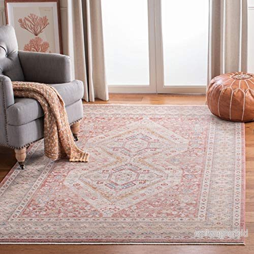 Safavieh Klassisk Samtida inomhus Rektangulär matta, Flätad, Kenitra Samling, KRA692, Rosa/Grå, 152 X 244 cm 889048780989