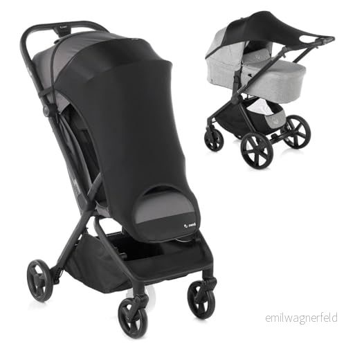 Jané Solskydd för barnvagn, UPF +50, universell, elastisk parasoll, andningsbar, svart 8420421091524