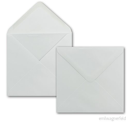 50 x kuvert kvadratiskt 15 cm i vitt 100 g/m² våtlimning med spetsig stängningslock för mycket speciella tillfällen 4251541865450
