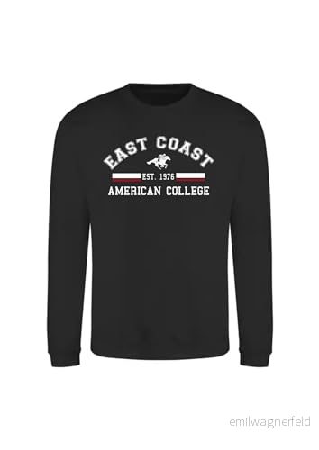 AMERICAN COLLEGE USA tröja med tryck varma kläder unisex barn pojkar och flickor casual modell ACSCRW2 svart 12 år, svart, �r 3666052671352