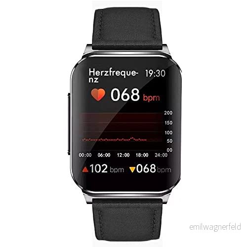 Knauermann Pro 2 Plus (2023) silver hälsoklocka Smartwatch OSRAM sensorer bröstkorg EKG HRV funktion BT Bluetooth sömnapné blodtryck läderfiberband svart, 1424, silver, Lederfaser, 7427298467972