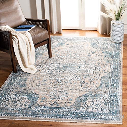 Safavieh Inspirerad av Vintage inomhus Rektangulär matta, Flätad, Victory Collection, VIC910, i Blå/Grå, 122 x 183 cm 889048793408