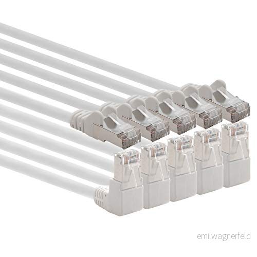 1aTTack.de 366215 Cat.6 nätverkskabelvinkel 90 grader 3m vit 5 stycken Cat6 patchkabel (SFTP PIMF) 1000Mbit / s Rj 45 kontakt x meter 4251073662152