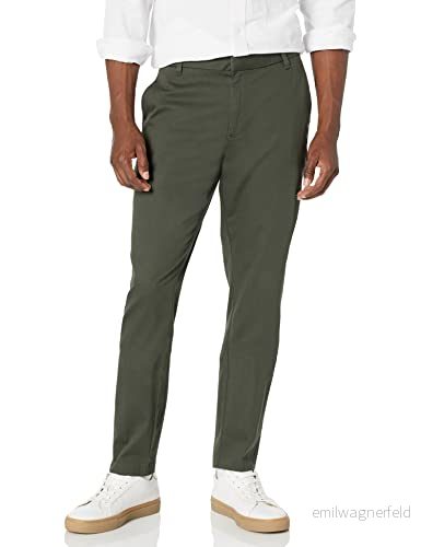 Amazon Essentials Herr Slim Fit Skrynkelbeständig platt framsida, stretch Chino byxa, mörk oliv, 30 B x 32 L 196433819033