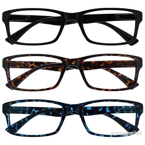 The Reading Glasses Company svart brun blå läsare värde 3 pack män kvinnor UVR3092BK_BR_BL +1,00 +2.00 Optical Power Black Brown Blue 5055955310716