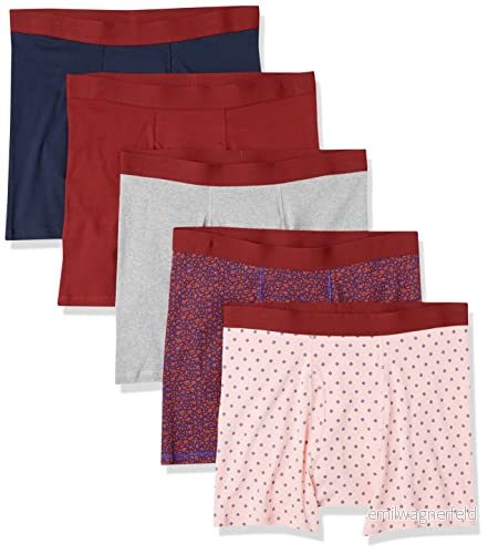 Amazon Essentials Men's Märkesfria boxertrosor, Pack of 5, Blommor/Grå/Ljusrosa/Marinblå/Mörkröd, XL 196433827601