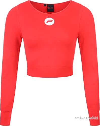 Pure 2 Improve Sport crop top dam, lätt att bära, storlek L, normal passform, röd, löpartröja, träningströja är både bekväm och snygg, för kvinnor, nätfunktionell skjorta, långärmad tröja 8719407097729