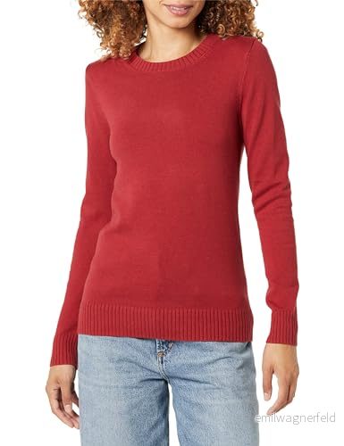 Amazon Essentials dam 100% bomull rund hals tröja (finns i plusstorlek), mörkröd, X Large 196433508692