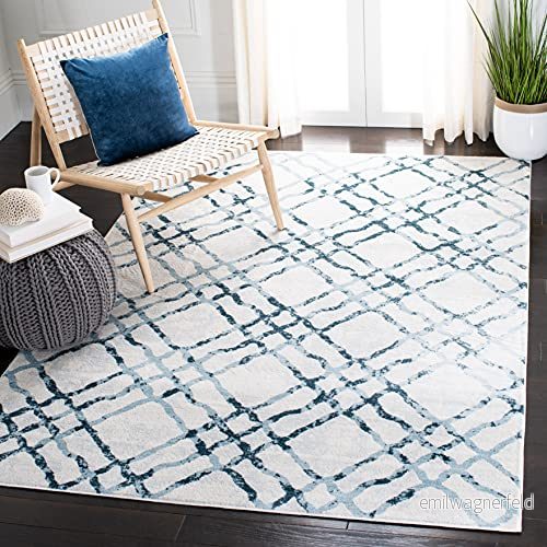 Safavieh traditionell inomhusvävd rektangulär matta, Isabella kollektion, ISA957, i elfenben/turkos, 91 x 152 cm för vardagsrum, sovrum eller valfritt inomhusutrymme 889048833050