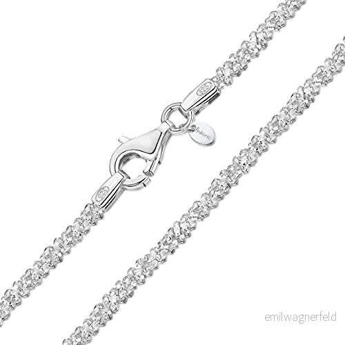 Amberta 925 Sterling Silver Halsband Diamant för Kvinnor 1.7 mm Snö /Klipp Kedjehalsband: 55 cm Tunn Kedja 5055806906891