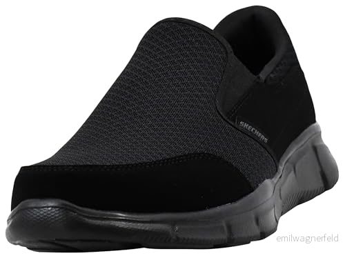 Skechers Herr Equaliser Persistent låg topp sneakers, Svart nät duraleather trim, 48.5 EU 888222283414