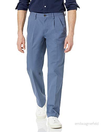 Amazon Essentials herr klassisk passform skrynkelfri veckad chinos byxa (finns i stora och långa), indigo, 36 B x 30 L 195111325422