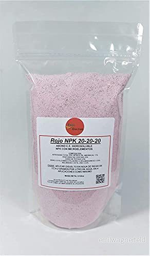 ALL CROP Red NPK 20 20. 1 kg HIDROSOLUBLE CRISTALINO gödselmedel för droppbevattning. Hög rikedom i makroelement. 7416964668003