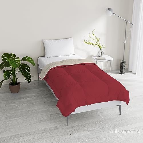 Italian Bed Linen Tvåfärgad vadderad vinterdunjacka Drömmar och Capricci, Bordeaux/kräm, fyrkantig halv 200 x cm 8058575141330