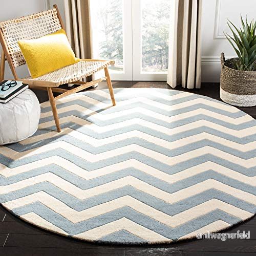 SAFAVIEH Modern matta för vardagsrum, matsal, sovrum Chatham kollektion, kort lugg, i blått och elfenben, 152 x cm 683726624981