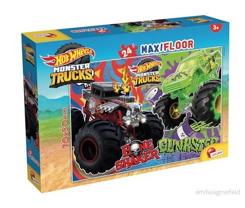 LISCIANI HOT WHEELS pussel MaxiFloor 24 bitar För barn från 3 år Stort av monstertruckar med racerbilarna BoneShaker och Gunkster Stimulerar tankeverksamhet smidighet 8008324104789