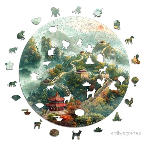 Iconic Puzzles Kinesisk vägg, Kina, 100% hållbart träpussel, gåvor för barn och vuxna, storlek L, 600 stycken 806812407385