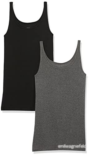Amazon Essentials tunn remtank för kvinnor, 2 pack, svart/kol ljung, Large 196433088026