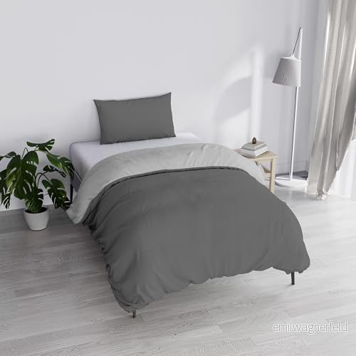 Italian Bed Linen Påslakan Naturfärg, Bomull, Mörkgrå/Ljusgrå, Single 8058575110145