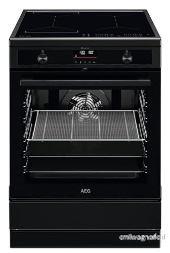 AEG Stående spis med induktionshäll 60 cm/Hob²-hood/pyrolys självrengörande/softClosing/touch-manövrering/grillfunktion/display klocka/barnsäkerhet/A/CIB6499APB 7333394066561