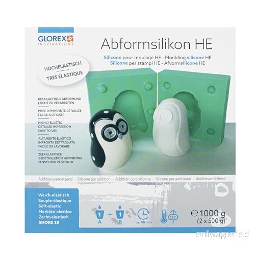 GLOREX 6 2407 300 formsilikon HE, 2 x 500 g, mycket elastisk komponentsilikon för olika gör det själv projekt, slitstark, kort tid upp till max. Kan belastas 150 C 7610877601687