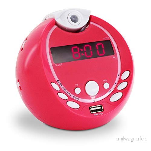 METRONIC Gulli 477018 MP3 USB väckarklocka för barn 180 projektion rosa 3420744770187