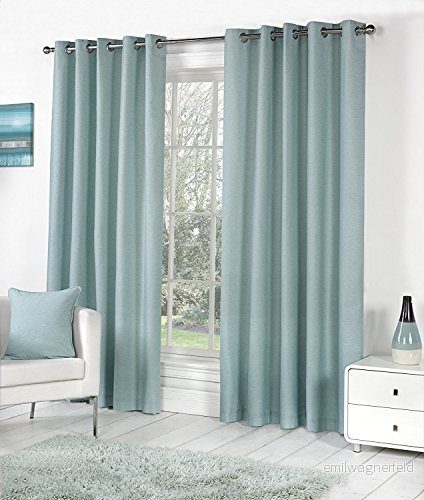 Fusion heminredning sorbonne par ögongardiner Curtains: 46" Width x 54" Drop (117 137cm) Anka ägg blått 5055161476749
