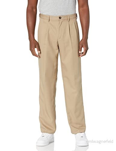 Amazon Essentials herr klassisk passform expanderbar midja veckad klänningsbyxa, kakibrun, 36 B x 29 L 195111844701