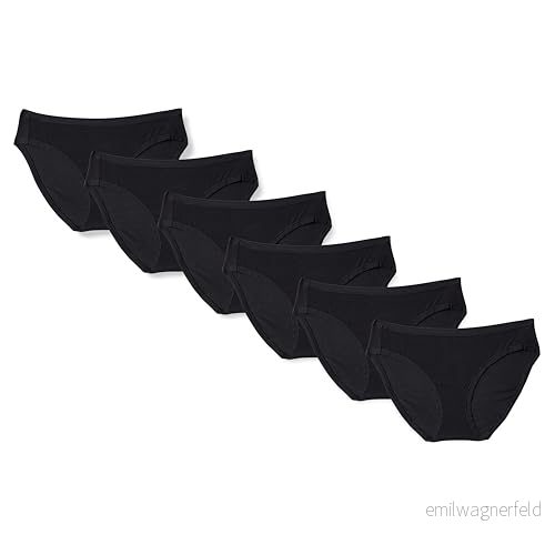 Amazon Essentials kvinnors bomull bikini trosor underkläder (finns i plusstorlek), paket med 6, svart, 2X 194223929160