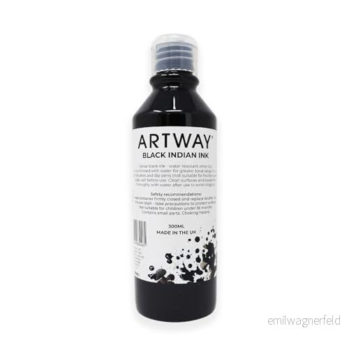 Artway svart indiskt bläck 300 ml perfekt för teckning, illustration och kalligrafiapplikationer 5060669634461