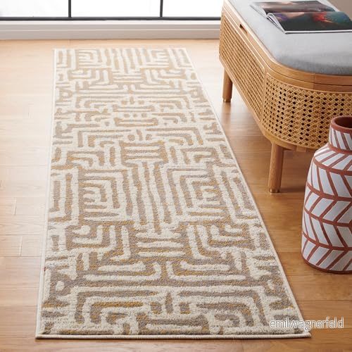 Safavieh Renée tribal matta, vävd polypropylenlöpare matta i elfenbens/vägg, 62 x 240 cm 889048275508