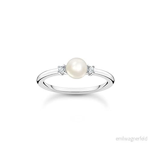 THOMAS SABO Damring pärla med vita stenar silver 925 sterlingsilver TR2370 167 14, 60, Ringar, sterlingsilver, Kubisk zirkonia 4051245507256