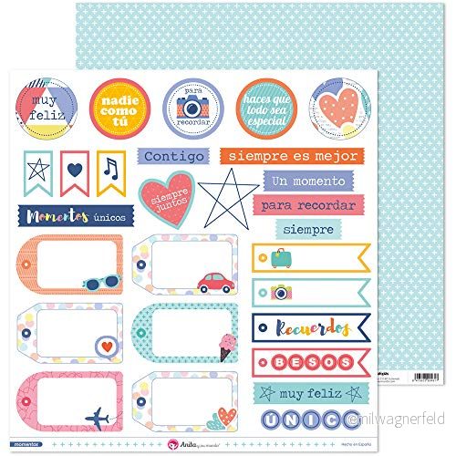 Anita y Su Mundo Samling Moments Scrapbook Paper, Etiketter, 30.5 x cm 8413623905348