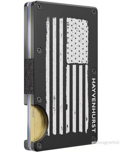 Hayvenhurst smal minimalistisk framficka RFID blockerande metallplånböcker för män med sedelklämma, patriot, S, 810011701656