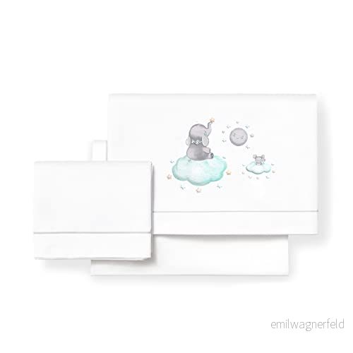 Mini Elefant Cloud Lakan Set Vit och Grön 8435690606454