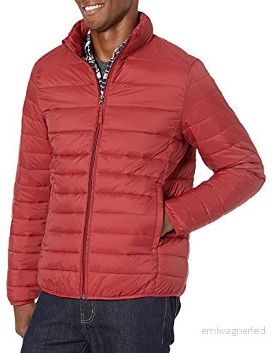 Amazon Essentials lättviktig vattentålig pufferjacka för män (finns i stora och långa), tegelröd, Large 191770679913